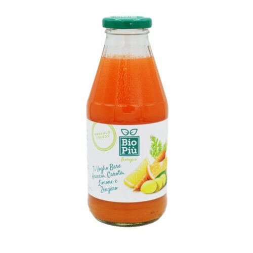 Bevanda arancia, carota, limone e zenzero Bio Più