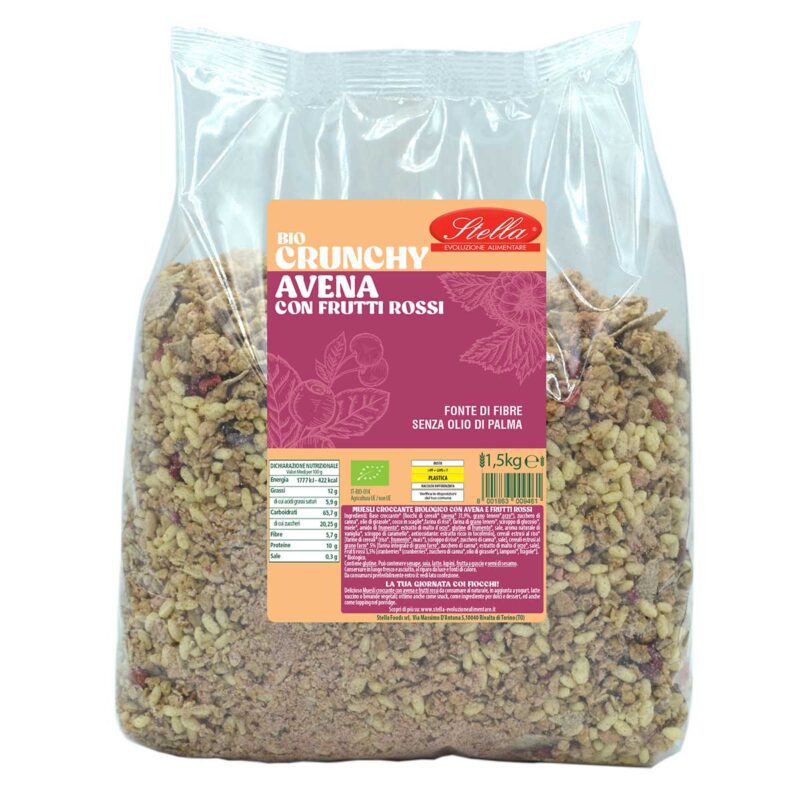 Crunchy Muesli Avena con Frutti Rossi BIO Confezione Risparmio 1 KG