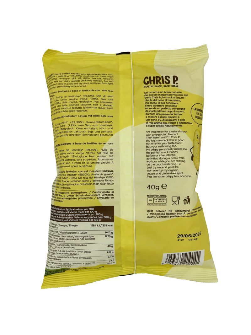 CHRIS-P SNACK DI LENTICCHIE CON EVO E SALE ROSA HIMALAYA BIO BEM 40g - immagine 2